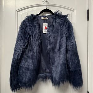 Faux fur Navy Blue jacket. Brand new!